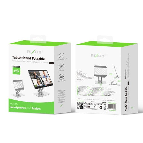 Rixus RXHW45 Opvouwbare Tablet Standaard – Verstelbaar Bureauhouder – Aluminium – Zilver
