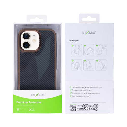 Rixus Mag Carbon – Telefoonhoesje – MagSafe Case – Carbon Design – Bruin – iPhone 11
