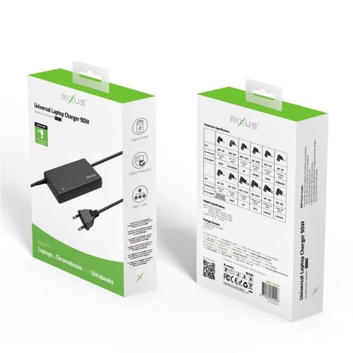 Rixus RXLC09 90W 19V Universele Laptop Oplader – Inclusief Plug Tips – Zwart
