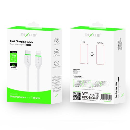Rixus RX2022 USB-C naar Lightning Kabel 1m – Snelle Oplading & Gegevensoverdracht