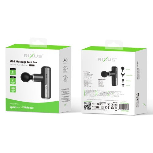 Rixus RXMG01 Mini Massage Gun Pro – Massage Gun – Compact Spiermassage Apparaat – Zwart