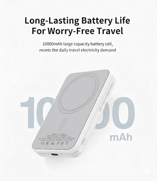 Magnetische Powerbank 10000mAh | 15W MagSafe Draadloze Oplader voor iPhone 12–17