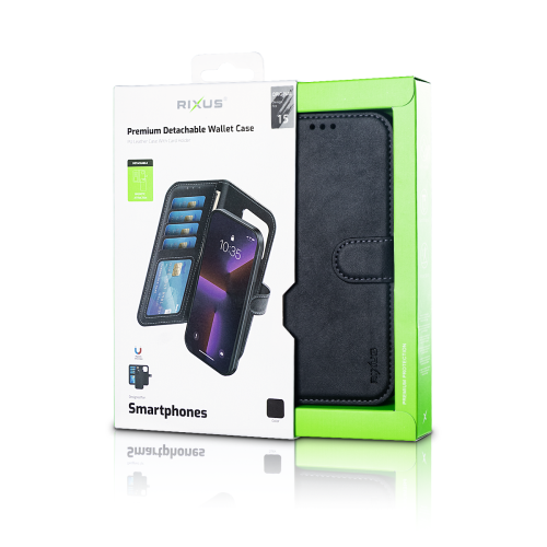 Rixus Duo Magnetische Afneembare Wallet Case Apple iPhone 15 – Zwart (2-in-1 Hoesje met Pasjeshouder)