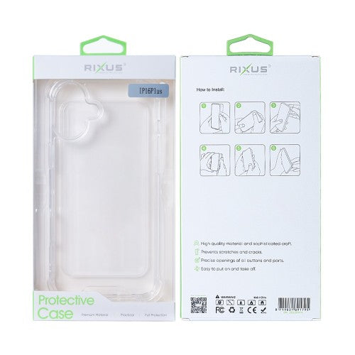 Rixus Anti-Burst – Telefoonhoesje – Beschermhoes – Transparant TPU – iPhone 16 Plus