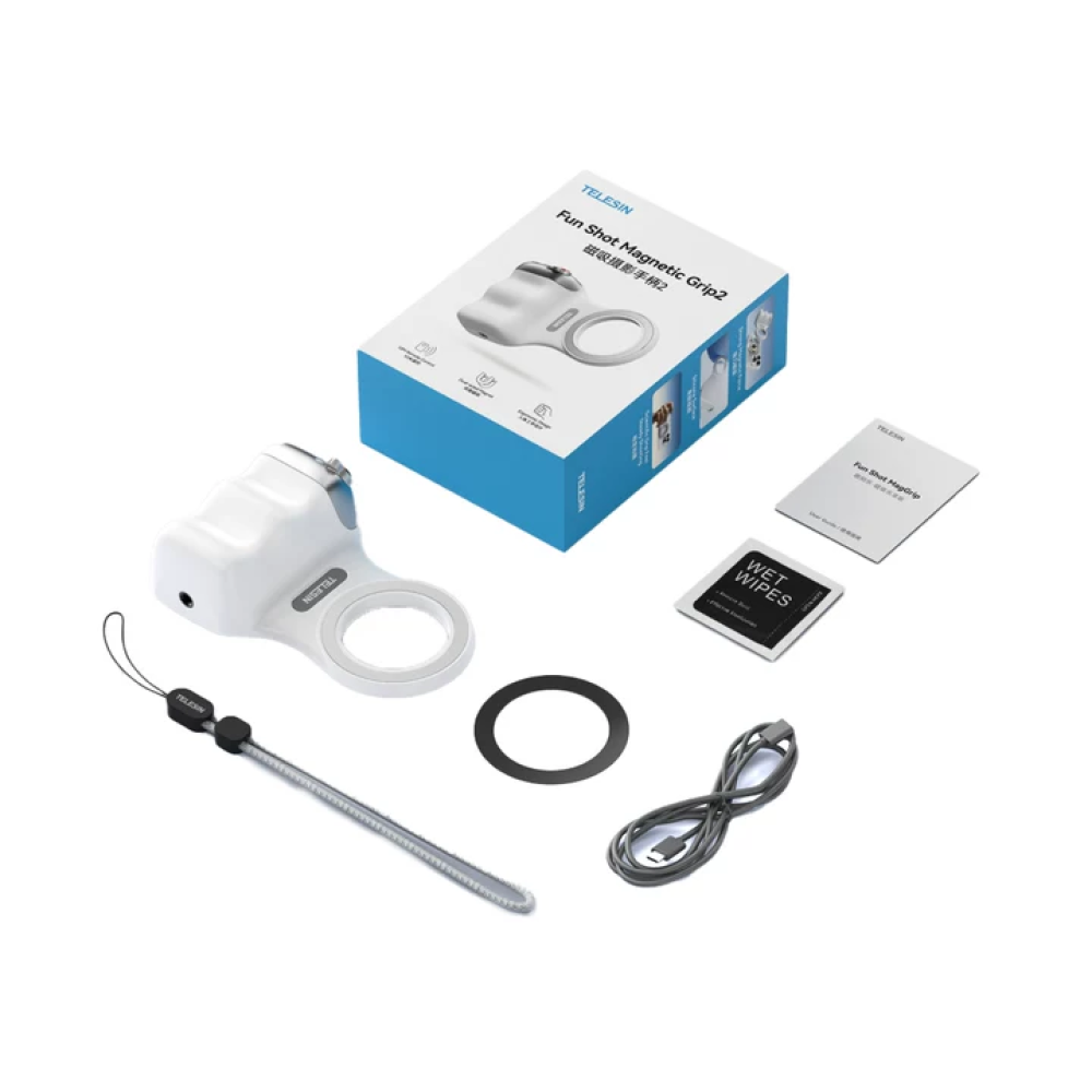 TELESIN Fun Shot MagSafe Telefoon Grip – Camera Handgreep voor iPhone – Ergonomische grip – Magnetische bevestiging – Wit