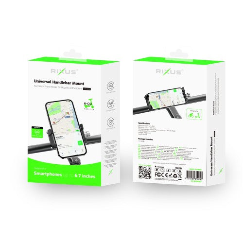 Rixus RXHB06 Fiets Telefoonhouder – Universeel Verstelbaar – Stuurhouder voor Smartphone – Zwart