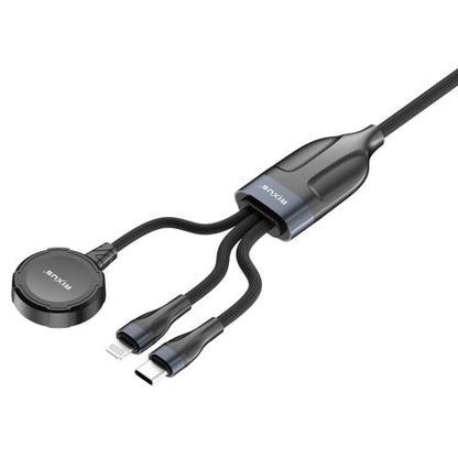 Rixus RXUC31 3-in-1 Oplaadkabel 1,2 m – Watch en Smartphone – Multi Charger Zwart
