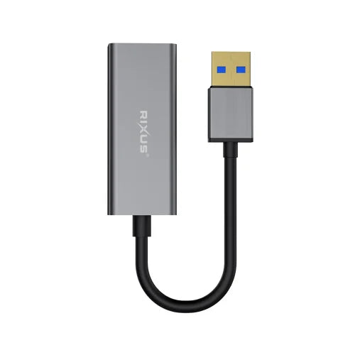 Rixus RXEA02 USB 3.0 naar RJ45 Gigabit Adapter – 1 Gbps – Plug & Play – Grijs