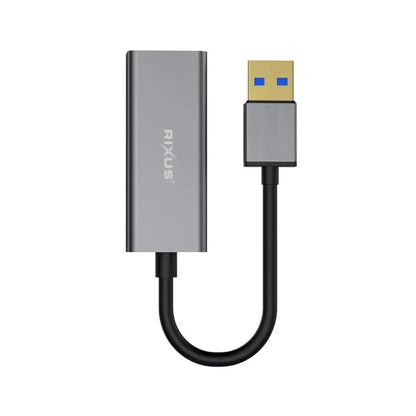Rixus RXEA02 USB 3.0 naar RJ45 Gigabit Adapter – 1 Gbps – Plug & Play – Grijs