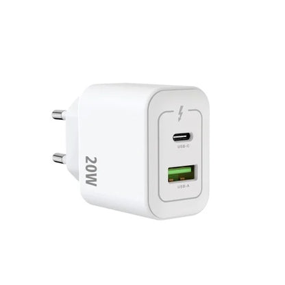Rixus RXHC20 20W Snellader – USB-C & USB-A Power Adapter – Compacte Oplader – Wit