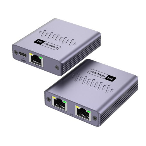 Rixus RXEA03 – Ethernet Switch Adapter – 3 Poorten – USB-C Voeding – Compact Design – Grijs