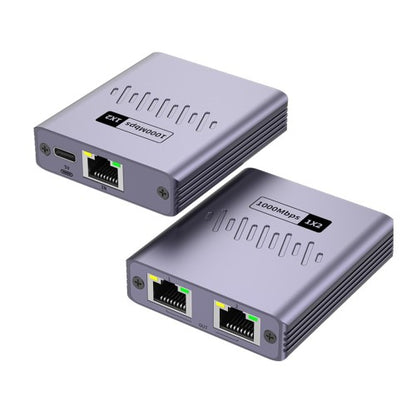 Rixus RXEA03 – Ethernet Switch Adapter – 3 Poorten – USB-C Voeding – Compact Design – Grijs