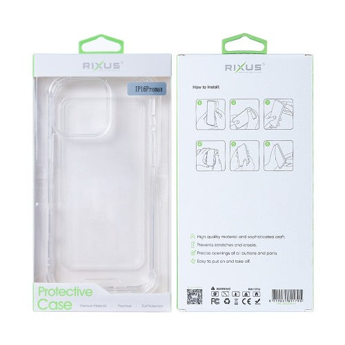Rixus Anti-Burst – Telefoonhoesje – Beschermhoes – Transparant TPU – iPhone 16 Pro Max