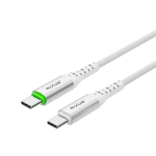 Rixus USB-C naar USB-C Kabel met Auto-Disconnect – Snellaadkabel – Wit
