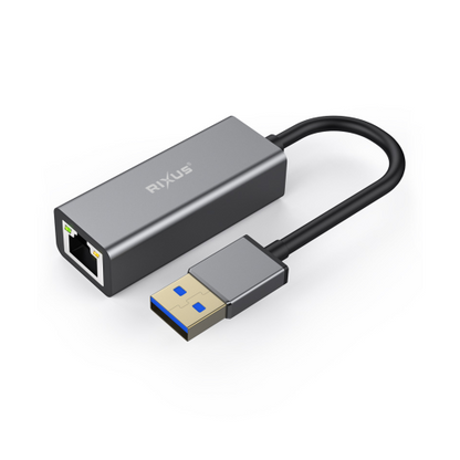 Rixus RXEA02 USB 3.0 naar RJ45 Gigabit Adapter – 1 Gbps – Plug & Play – Grijs