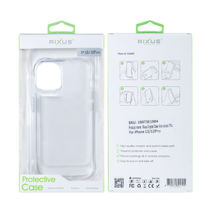 Rixus Anti Shock – Telefoonhoesje – Transparant TPU – iPhone 12 / 12 Pro