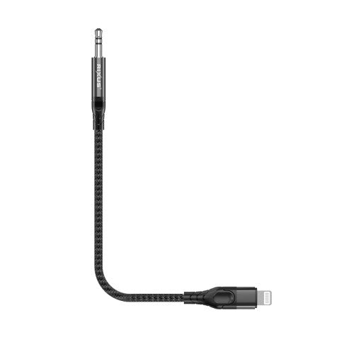 Rixus RXMU35L Lightning naar 3.5mm Jack Audiokabel 1,2 m – Gevlochten AUX Kabel – Zwart