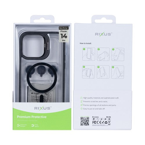 Rixus Classic 03 – Telefoonhoesje – MagSafe Case – Beschermhoes – Zwart – iPhone 14 Pro