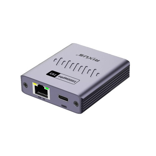 Rixus RXEA03 – Ethernet Switch Adapter – 3 Poorten – USB-C Voeding – Compact Design – Grijs