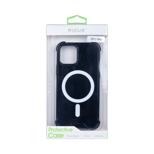 Rixus Anti-Burst – Telefoonhoesje – MagSafe Case – Zwart TPU – iPhone 11 Pro