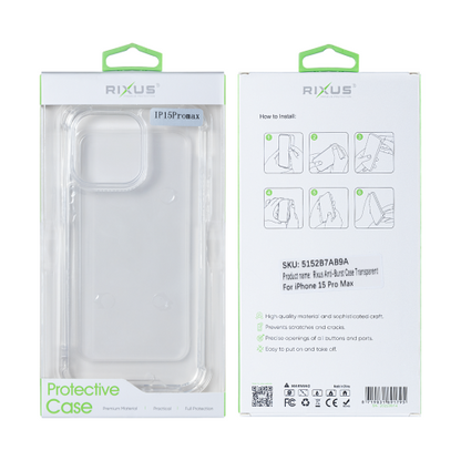 Rixus Anti-Burst – Telefoonhoesje – Beschermhoes – Transparant TPU – iPhone 15 Pro Max