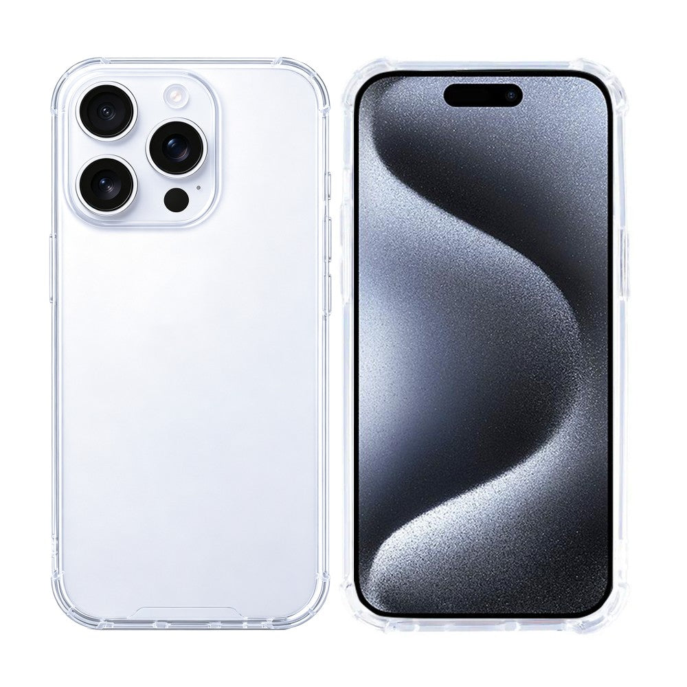 Rixus Anti-Burst Hoesje voor iPhone 15 Pro – Transparant – Schokbestendige TPU Beschermhoes
