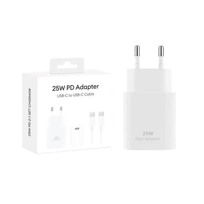 PD Adapter USB-C naar USB-C 25W – Snellader met Kabel – Wit