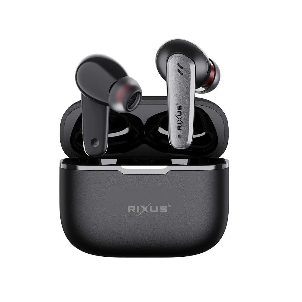 Rixus RXBH33 Wireless Bluetooth Earbuds – HiFi Sound with Charging Case – Black