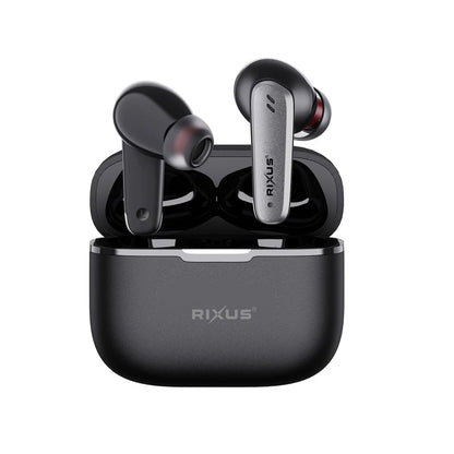Rixus RXBH33 Wireless Bluetooth Earbuds – HiFi Sound with Charging Case – Black