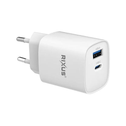 Rixus RX95A 30W USB-C GaN Snellader – PD Power Adapter – Compacte Oplader – Wit