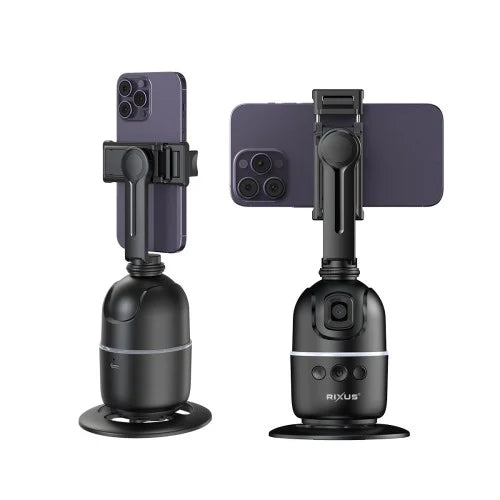 Rixus RXAG03 Auto Face Tracking Standaard – 360° Volgfunctie voor Vloggen, Video en TikTok – Zwart