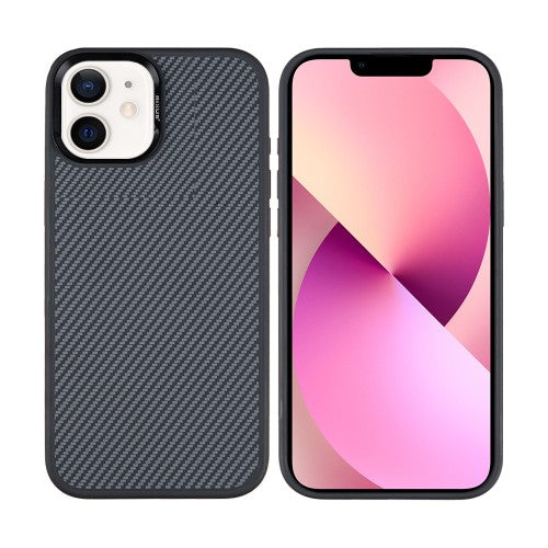 Rixus Mag Carbon – Telefoonhoesje – MagSafe Case – Carbon Design – Titanium Zwart – iPhone 12 / 12 Pro