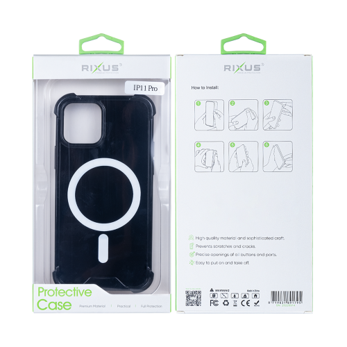 Rixus Anti-Burst – Telefoonhoesje – MagSafe Case – Zwart TPU – iPhone 11 Pro