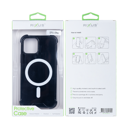 Rixus Anti-Burst – Telefoonhoesje – MagSafe Case – Zwart TPU – iPhone 11 Pro