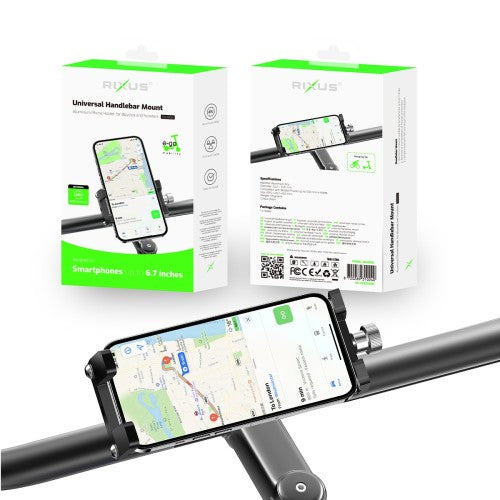 Rixus RXHB06 Fiets Telefoonhouder – Universeel Verstelbaar – Stuurhouder voor Smartphone – Zwart