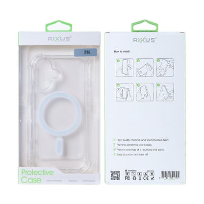 Rixus Anti-Burst – iPhone 16 Hoesje – MagSafe Compatibel – Schokbestendig – Transparant