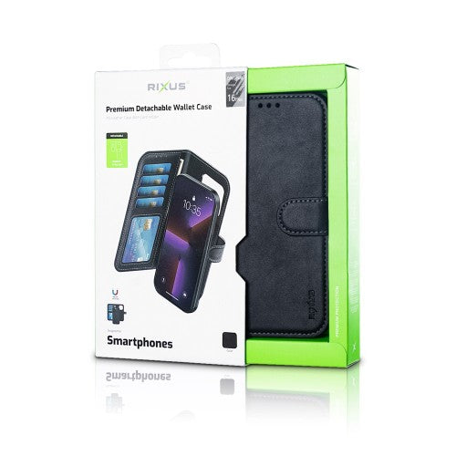 Rixus Duo – Telefoonhoesje – Magnetische Wallet Case – Afneembaar 2-in-1 Design – Zwart – iPhone 16 Plus