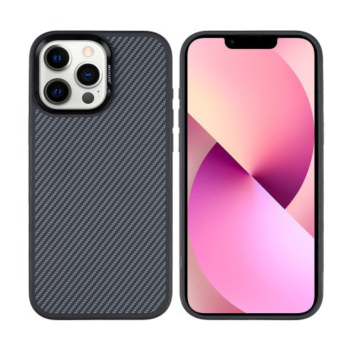 Rixus Mag Carbon – Telefoonhoesje – MagSafe Case – Carbon Design – Titanium Zwart – iPhone 13 Pro