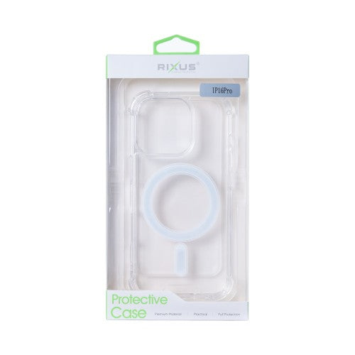 Rixus Anti-Burst - Telefoonhoesje - MagSafe Beschermhoes - Transparant TPU - iPhone 16 Pro
