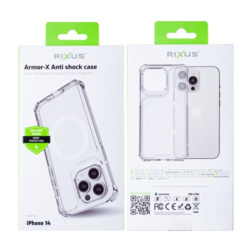 Rixus Armor-X Anti Shock – Telefoonhoesje – MagSafe Beschermhoes – Transparant TPU – iPhone 14
