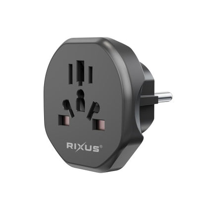 Rixus RXHC27 EU Reisadapter – Wereldstekker Europa – Compacte Travel Adapter – Zwart