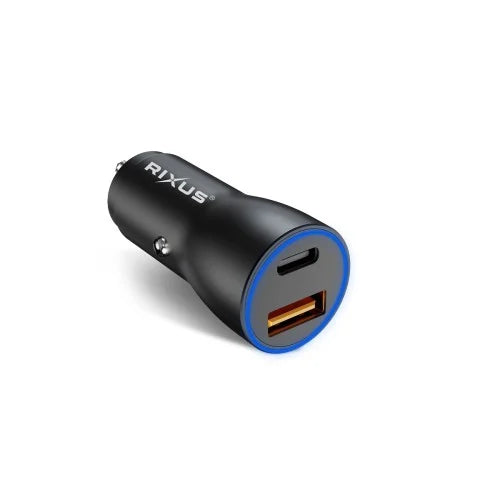 Rixus RXCC12 38W Autolader Snellader – USB-C & USB-A – Voor iPhone & Android – Zwart