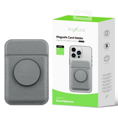 Rixus RXCH20B MagSafe Kaarthouder – Magnetische Pasjeshouder voor iPhone – Compact & Stijlvol – Lichtgrijs