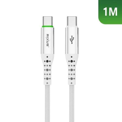 Rixus USB-C naar USB-C Kabel met Auto-Disconnect – Snellaadkabel – Wit