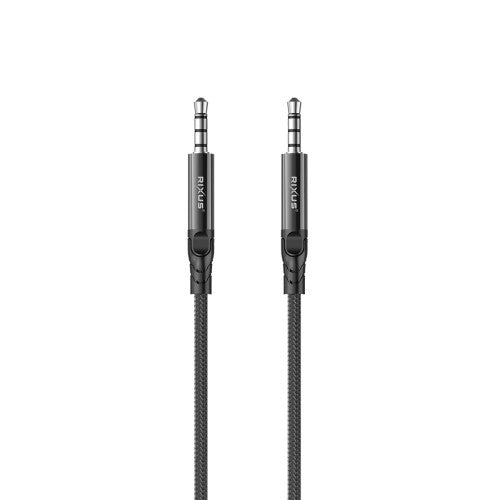 Rixus RXMU35 3.5mm Jack AUX Cable 1.2m – Braided Stereo Audio Cable – Black