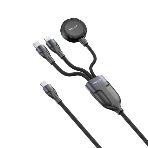 Rixus RXUC31 3-in-1 Oplaadkabel 1,2 m – Watch en Smartphone – Multi Charger Zwart