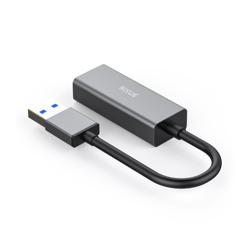 Rixus RXEA02 USB 3.0 naar RJ45 Gigabit Adapter – 1 Gbps – Plug & Play – Grijs