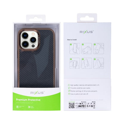 Rixus Mag Carbon – Telefoonhoesje – MagSafe Case – Carbon Design – Bruin – iPhone 14 Pro Max