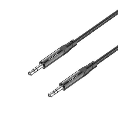 Rixus RXMU35 3.5mm Jack AUX Kabel 1,2 m – Gevlochten Stereo Audiokabel – Zwart
