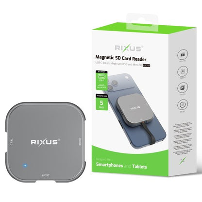 Rixus RXCR23 – Magnetische SD Kaartlezer – USB-C – Grijs